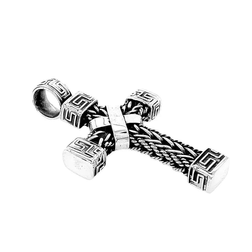 Woven Silver Cross side - Nueve Sterling