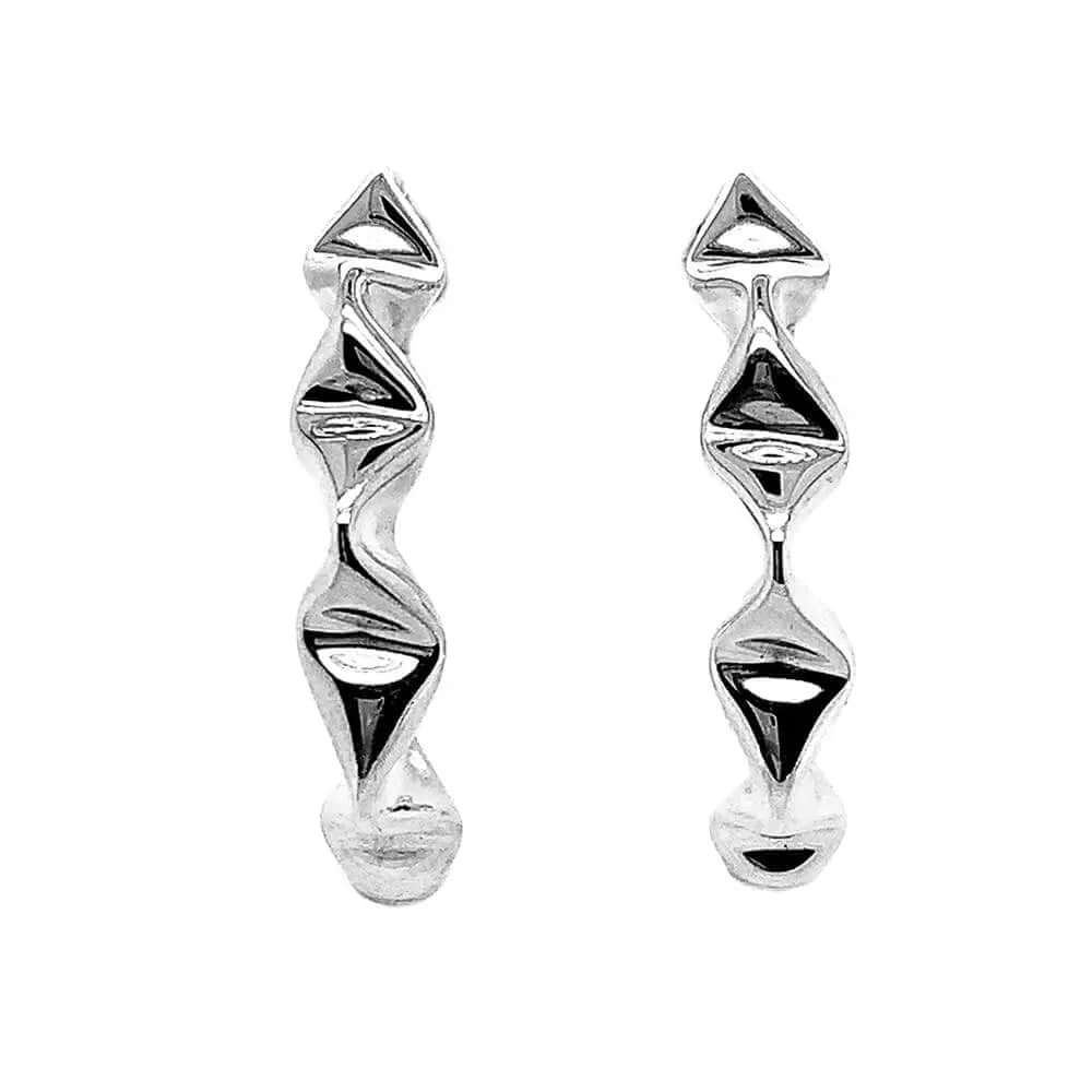 Zigzag Silver Hoops - Nueve Sterling