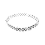 Overhead layout view of a handmade 925 sterling silver triple-row small bead bracelet illustrating its structured alignment.